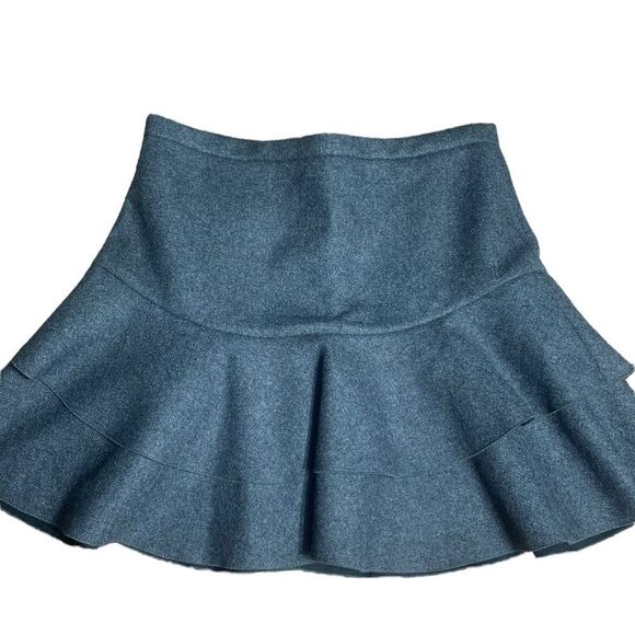 J crew flounce skirt in bonded wool gray tiered 4 structured ruffle - Picture 4 of 7